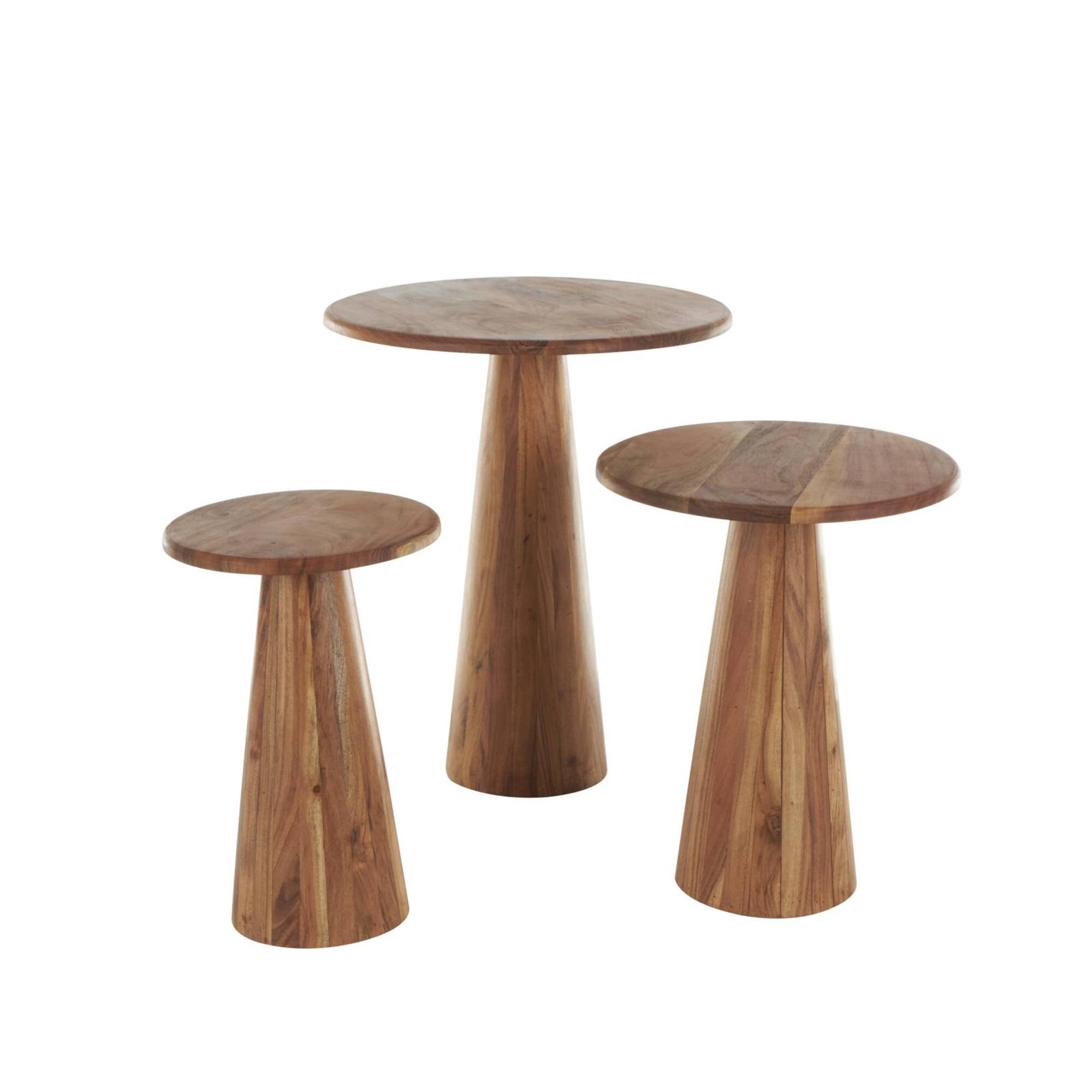 Brown Wood Side End Accent Table Set